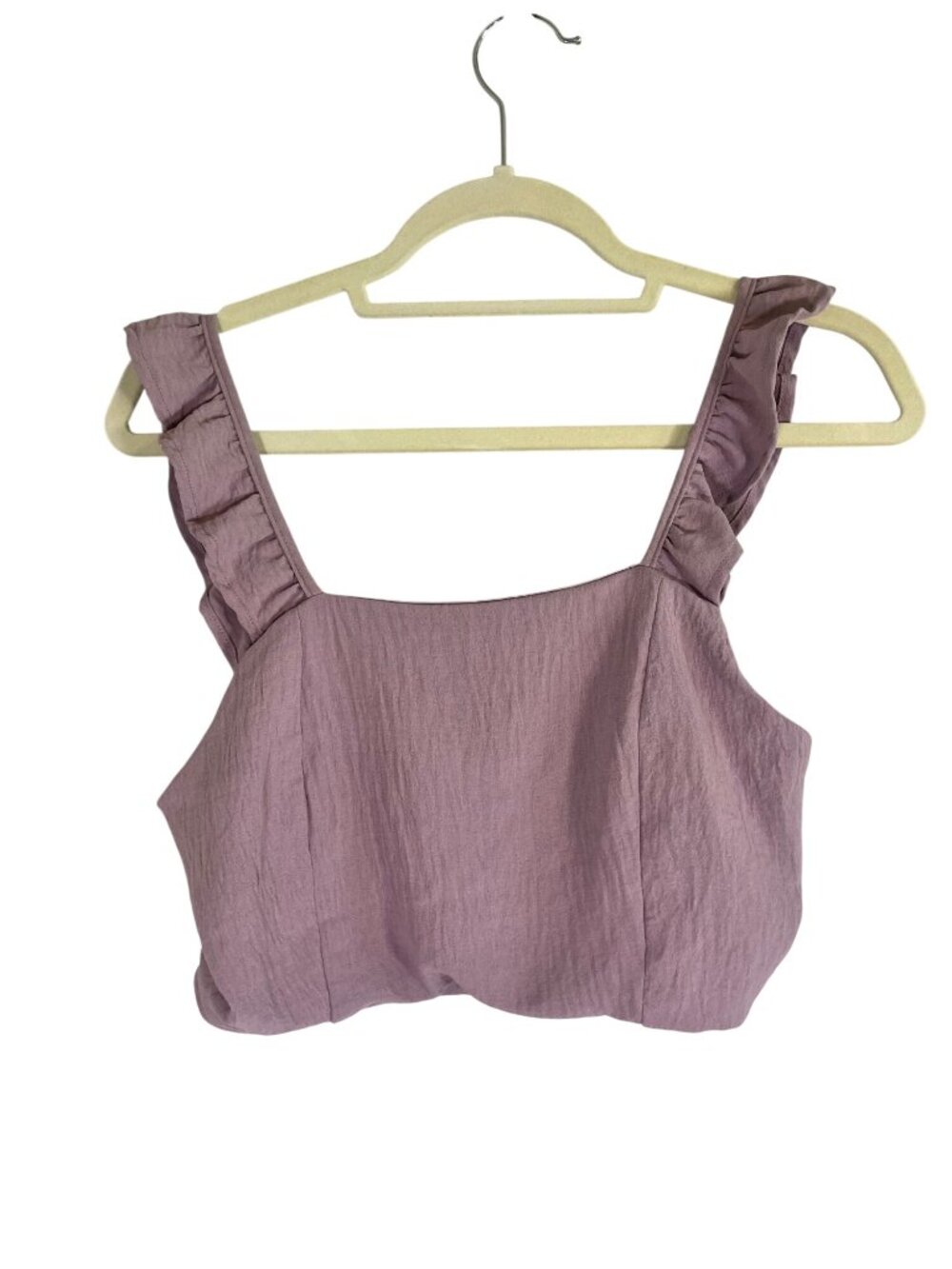 Colorful Ruffle Crop Top Pink L Boho Indie Festival Chic Feminine Cottage 90s